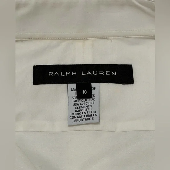 VINTAGE Ralph Lauren $790 White Button Down Shirt Chain Mail Embellish -10 NEW - Picture 8 of 14